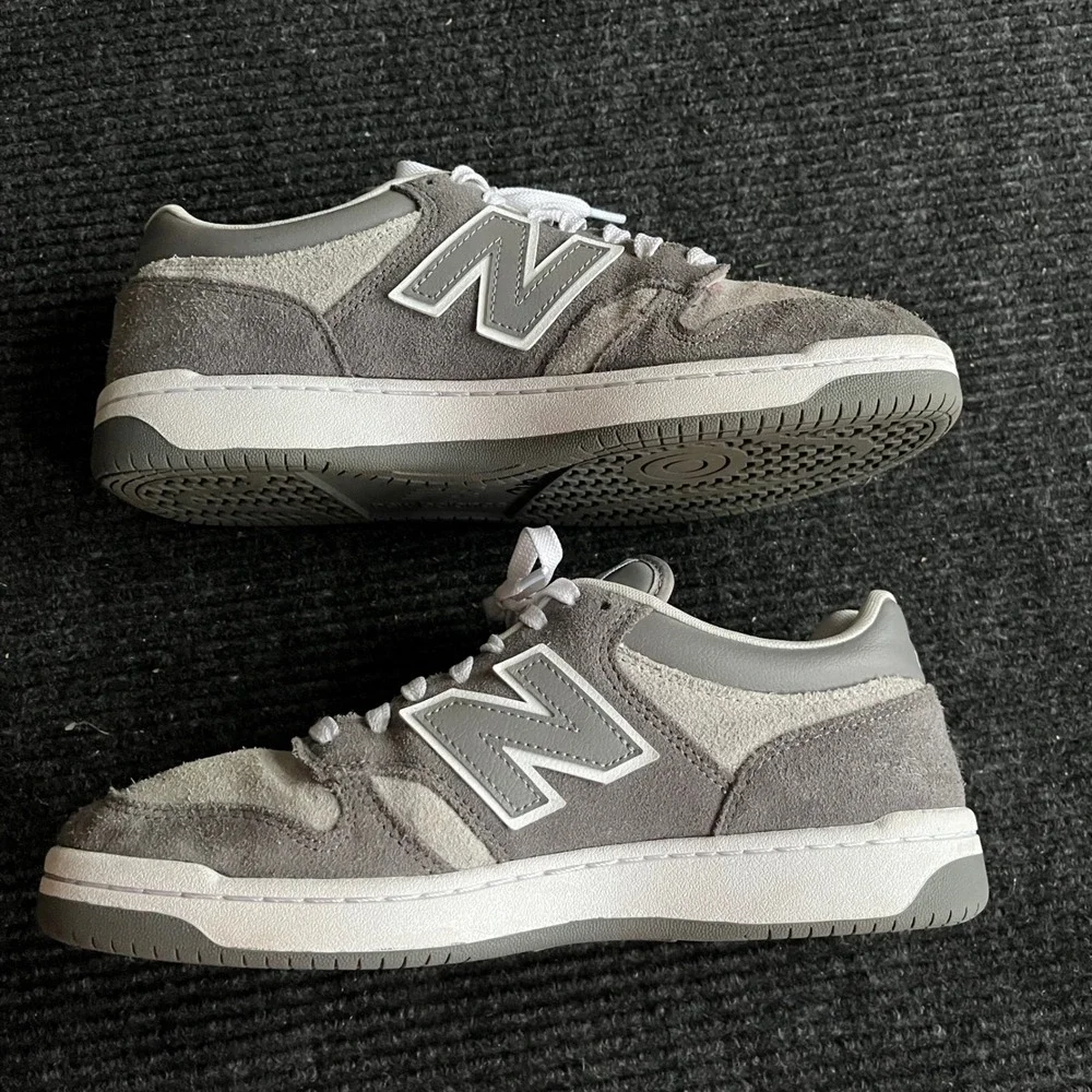 New Balance 480 Court Sneakers Mens 10 Grey White Suede Leather Low Top BB480LEC
